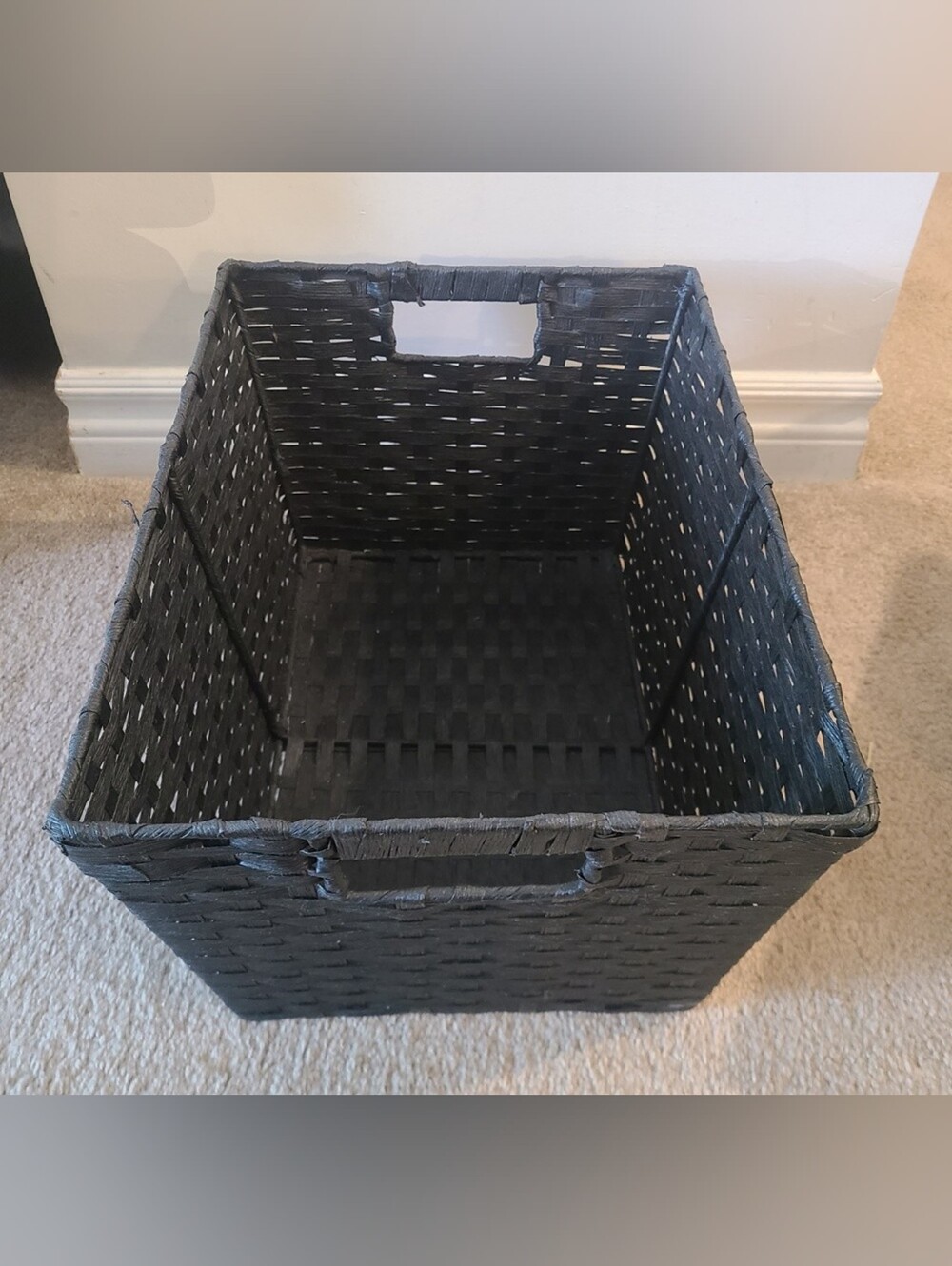 One Rectangular Woven Storage Basket Organizer (39x29x22cm)